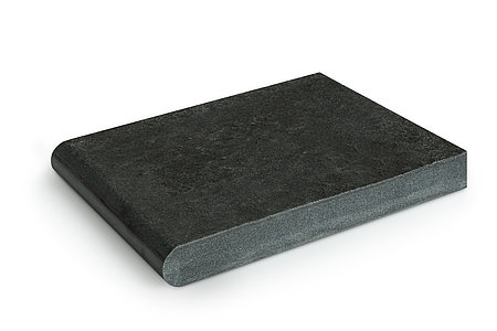 1 ABSOLUTE BLACK Basalt | geflammt & gebürstet VK vollrund geschliffen HK geschliffen & gefast